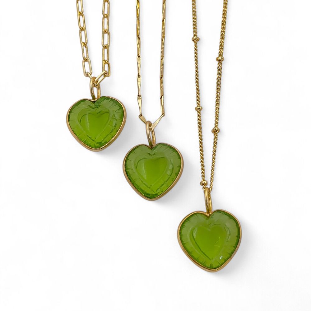 Dainty Heart Shape Peridot Necklace Handmade Gemstone Jewelry for Her- Selling Per Style