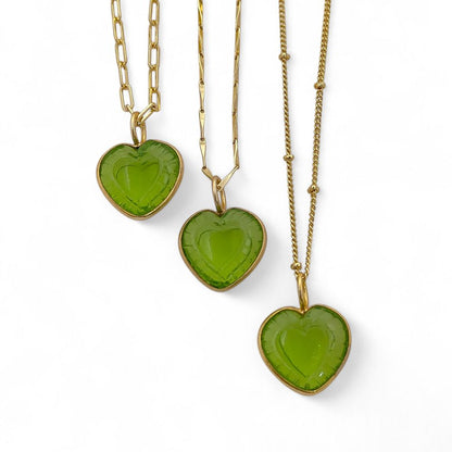Dainty Heart Shape Peridot Necklace Handmade Gemstone Jewelry for Her- Selling Per Style