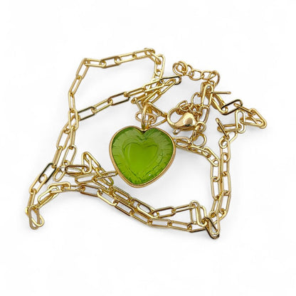 Dainty Heart Shape Peridot Necklace Handmade Gemstone Jewelry for Her- Selling Per Style
