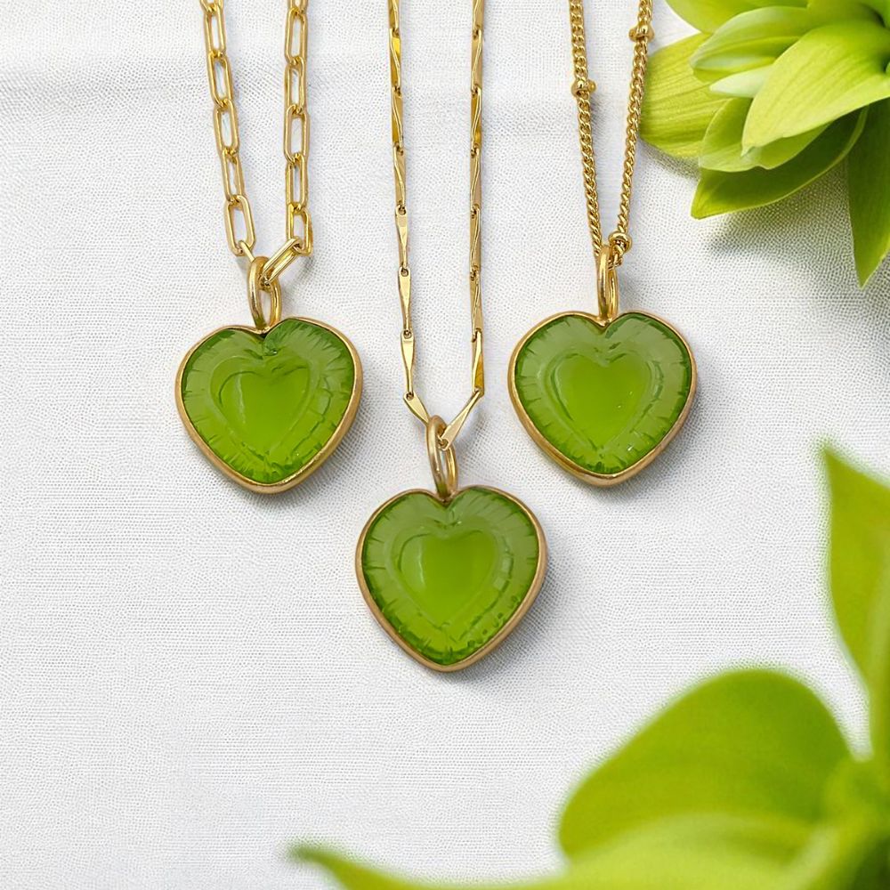 Dainty Heart Shape Peridot Necklace Handmade Gemstone Jewelry for Her- Selling Per Style