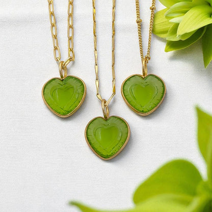 Dainty Heart Shape Peridot Necklace Handmade Gemstone Jewelry for Her- Selling Per Style