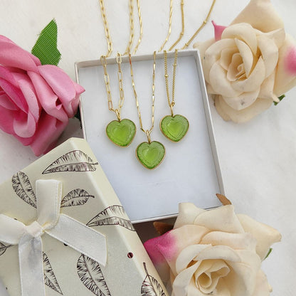 Dainty Heart Shape Peridot Necklace Handmade Gemstone Jewelry for Her- Selling Per Style