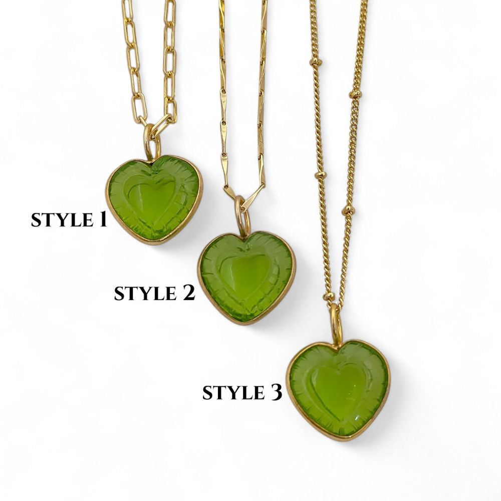 Dainty Heart Shape Peridot Necklace Handmade Gemstone Jewelry for Her- Selling Per Style