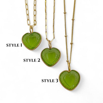 Dainty Heart Shape Peridot Necklace Handmade Gemstone Jewelry for Her- Selling Per Style