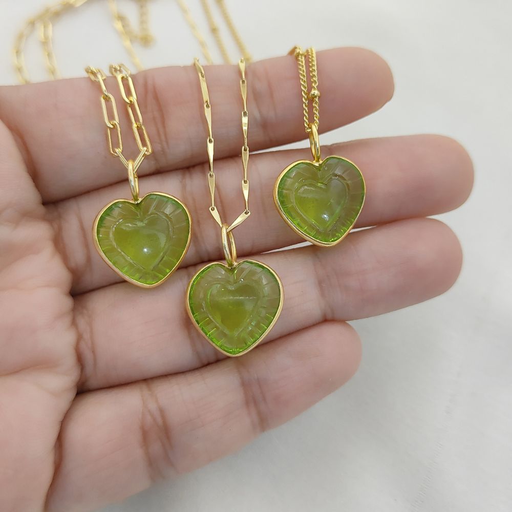 Dainty Heart Shape Peridot Necklace Handmade Gemstone Jewelry for Her- Selling Per Style