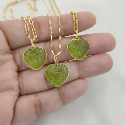 Dainty Heart Shape Peridot Necklace Handmade Gemstone Jewelry for Her- Selling Per Style