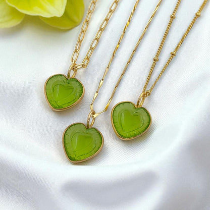 Dainty Heart Shape Peridot Necklace Handmade Gemstone Jewelry for Her- Selling Per Style