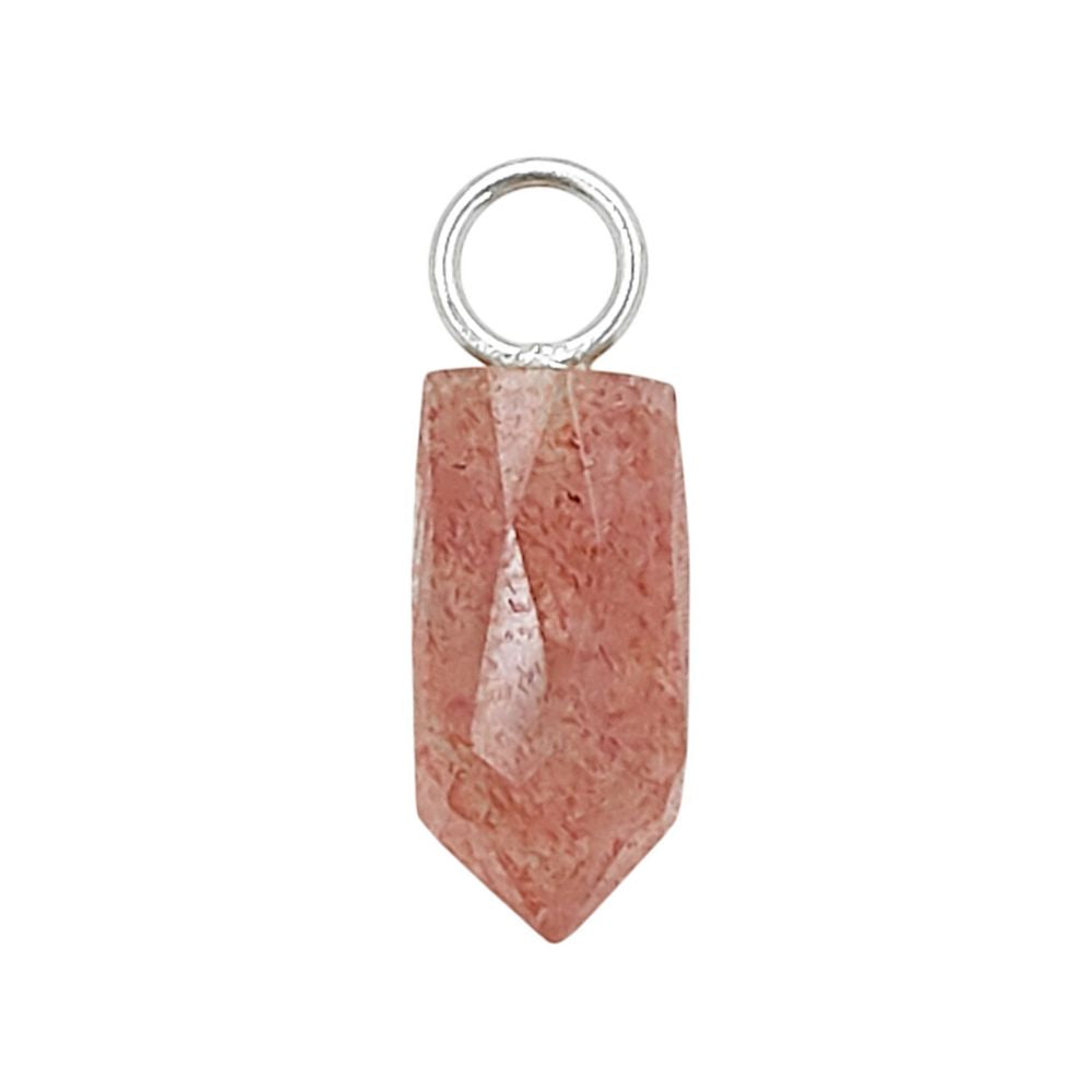 Dainty Pink Strawberry Quartz Charm 14x6mm Gold Plated 925 Silver Petite Spike Pendant – Selling Per Piece