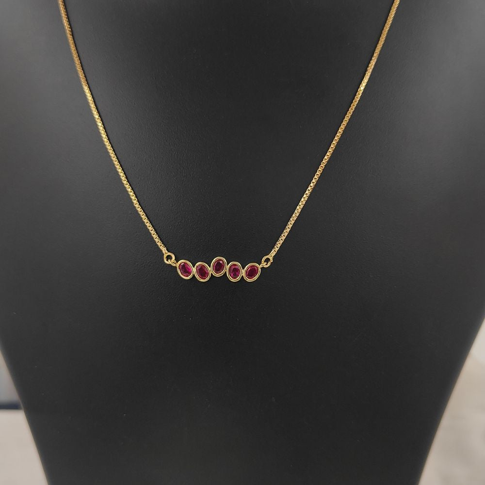 Dainty Ruby Gemstone Bar Necklace in 18K Gold Anti Tarnish, July Birthstone Adjustable Slider Necklace – Selling By Necklace