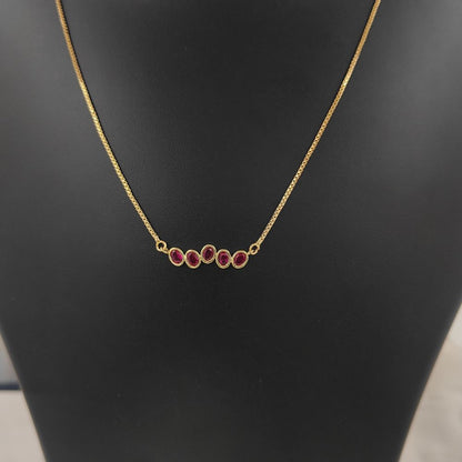 Dainty Ruby Gemstone Bar Necklace in 18K Gold Anti Tarnish, July Birthstone Adjustable Slider Necklace – Selling By Necklace