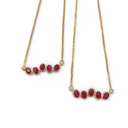 Dainty Ruby Gemstone Bar Necklace in 18K Gold Anti Tarnish, July Birthstone Adjustable Slider Necklace – Selling By Necklace