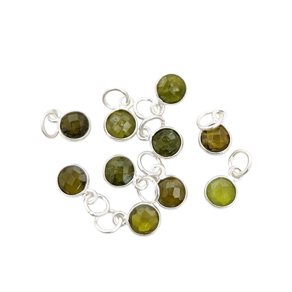 Handmade Round Multi-Gemstone Pendant in Gold Plated Sterling Silver 6mm Faceted Birthstone Charm Necklace- Selling Per Piece