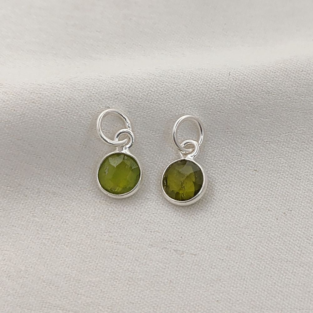 Dainty August Birthstone Pendant Handmade Peridot 6mm Faceted Gemstone Charm in Gold Vermeil & 925 Sterling Silver- Selling Per Piece