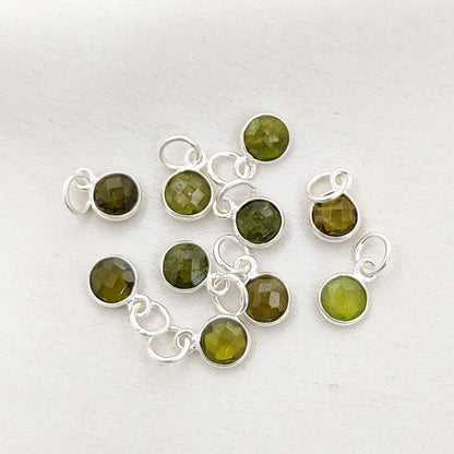Dainty August Birthstone Pendant Handmade Peridot 6mm Faceted Gemstone Charm in Gold Vermeil & 925 Sterling Silver- Selling Per Piece