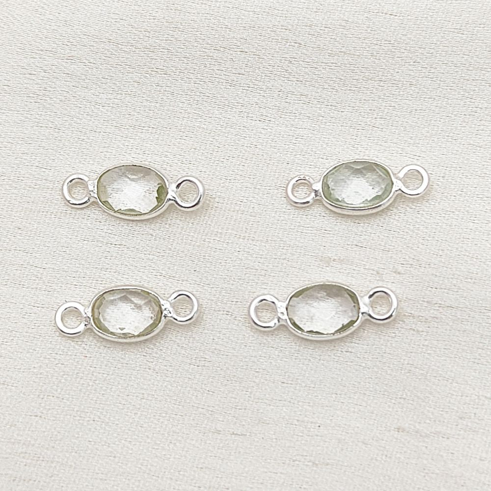 Dainty Crystal Quartz Charm Sterling Silver Connector