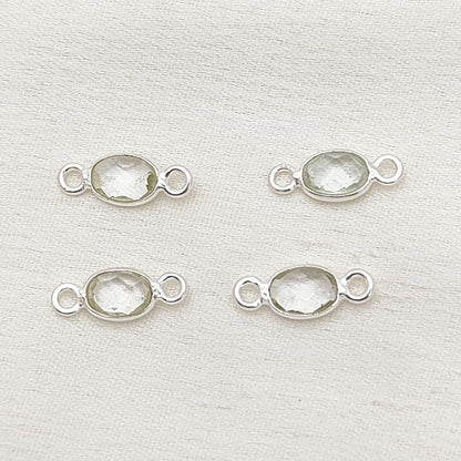 Dainty Crystal Quartz Charm Sterling Silver Connector
