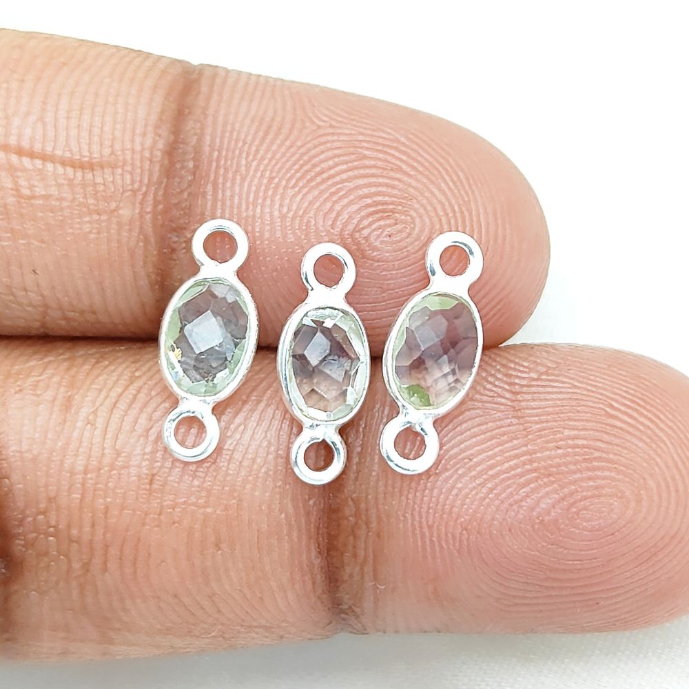 Small crystal quartz gemstone link for handmade jewelry
