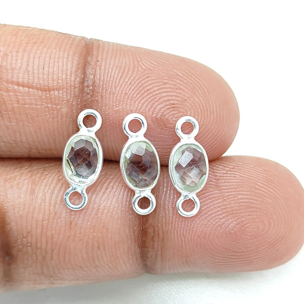 Sterling silver bezel set crystal quartz charm