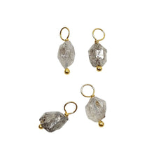 Dainty Herkimer Diamond Pendant Handmade Gold-Plated Wire Wrapped Sterling Silver Crystal Charm for DIY Necklaces- Selling Per Piece