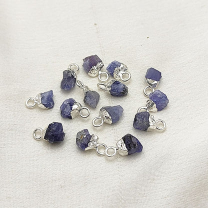 December Birthstone Tanzanite Pendant Raw Crystal with Silver Electroplated Cap for Minimalist Jewelry- Selling Per Piece