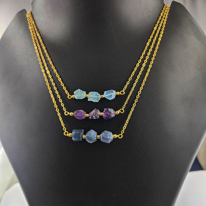 Dainty Triple Raw Tanzanite Necklace – Perfect Gift for December Birthdays