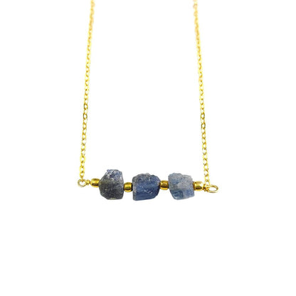 Handmade Triple Stone Raw Tanzanite Necklace – December Birthstone Jewelry