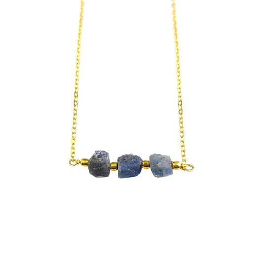 Handmade Triple Stone Raw Tanzanite Necklace – December Birthstone Jewelry