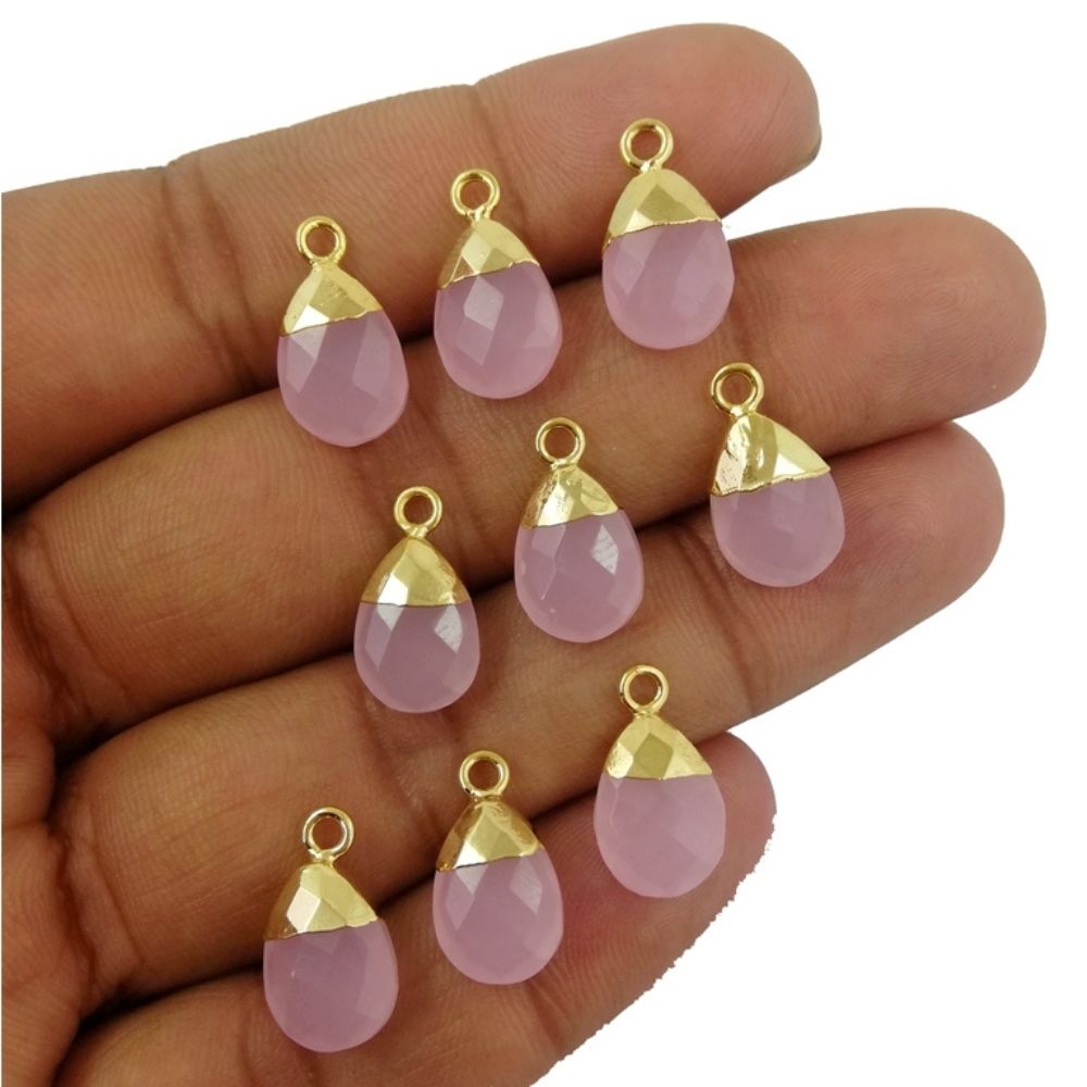 13x9mm Pear Cut Pink Chalcedony Pendant Handmade Gemstone for Necklace and Bracelet