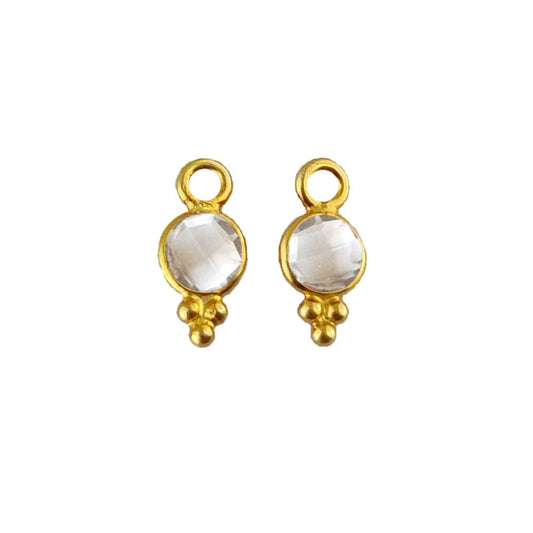Delicate Clear Quartz Charm 4mm Gold Vermeil Gemstone Pendant
