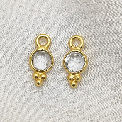 Delicate Clear Quartz Charm 4mm Gold Vermeil Gemstone Pendant