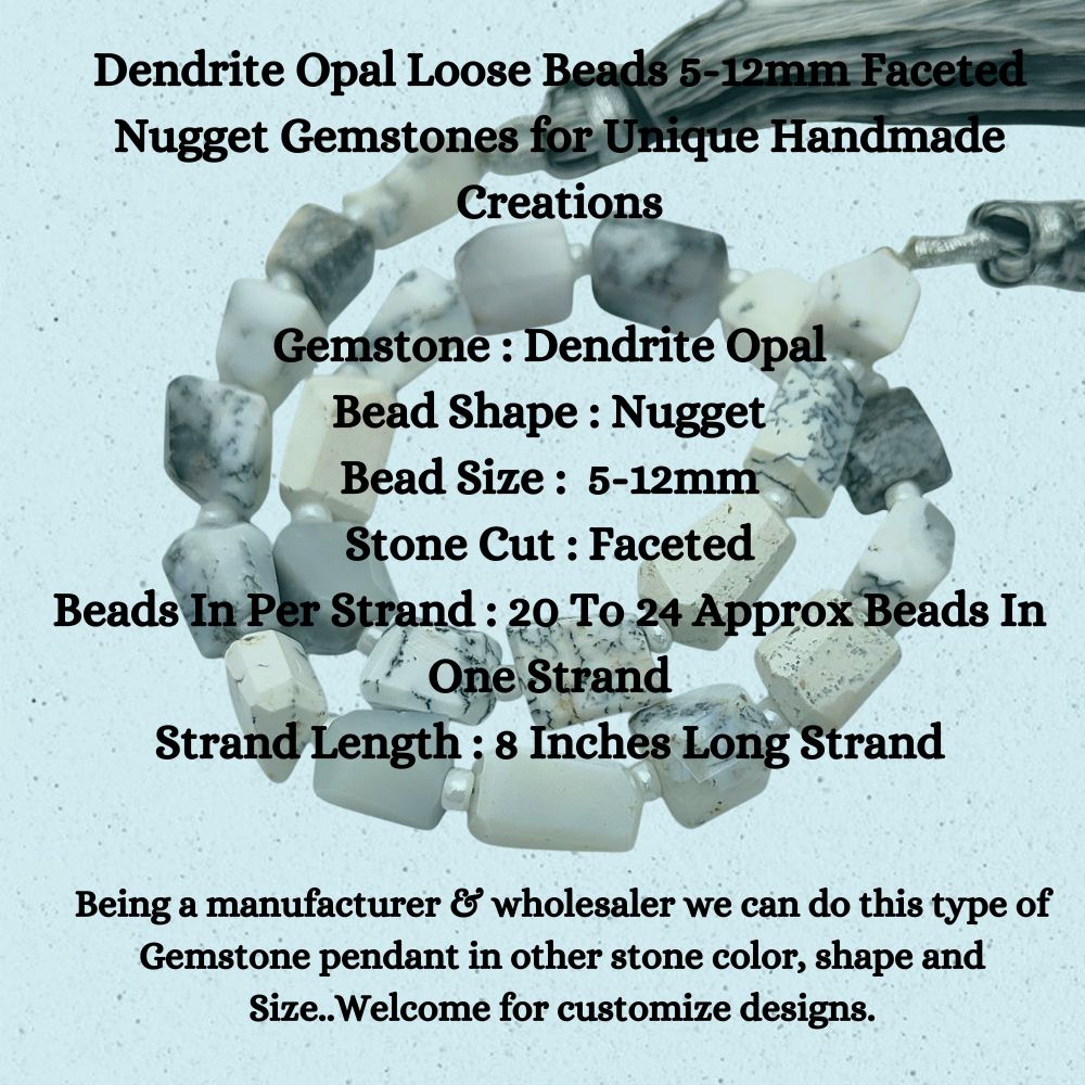 Dendrite Opal Loose Beads 5-12mm Faceted Nugget Gemstones for Unique Handmade Creations