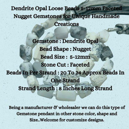 Dendrite Opal Loose Beads 5-12mm Faceted Nugget Gemstones for Unique Handmade Creations