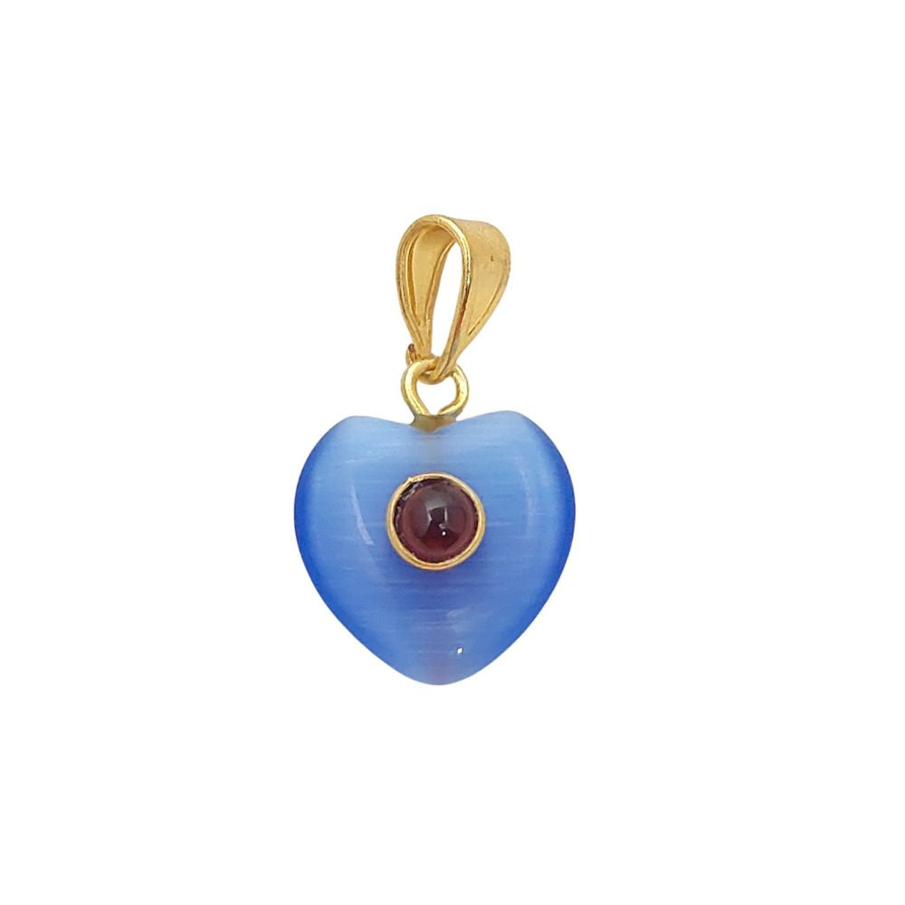 Double Stone Blue Monalisa Heart Pendant Charm, Smooth Polished Gemstone with Durable Gold Plated Bail for DIY Jewelry Making– Selling Per Piece