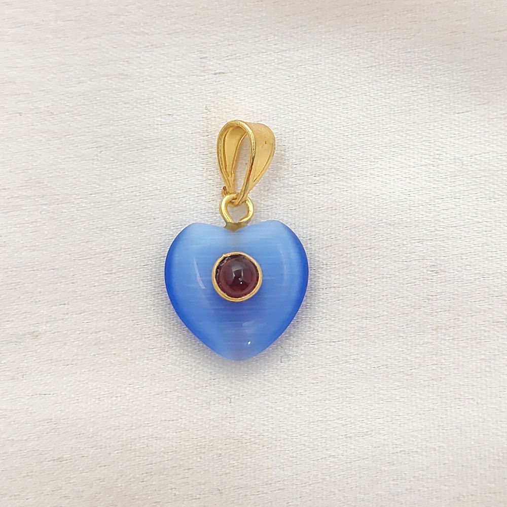 Double Stone Blue Monalisa Heart Pendant Charm, Smooth Polished Gemstone with Durable Gold Plated Bail for DIY Jewelry Making– Selling Per Piece