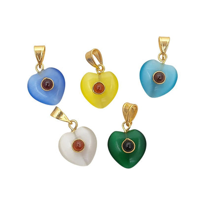 Double Stone Blue Monalisa Heart Pendant Charm, Smooth Polished Gemstone with Durable Gold Plated Bail for DIY Jewelry Making– Selling Per Piece