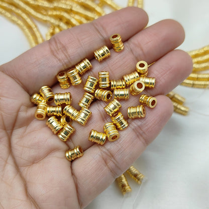 Handmade jewelry components gold plated drum beads