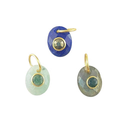 Handmade Multi-Color Gemstone Pendant Gold Plated Sterling Silver Bezel Set Necklace Charm- Selling Per Piece