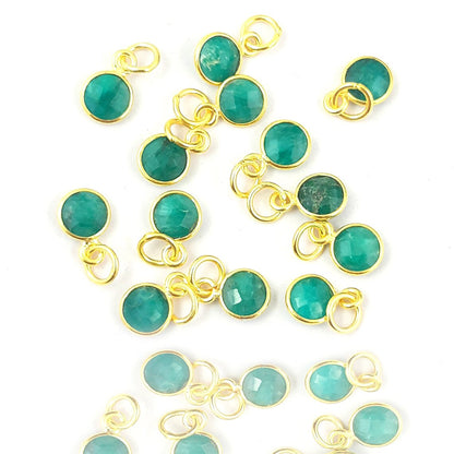 Handmade Round Multi-Gemstone Pendant in Gold Plated Sterling Silver 6mm Faceted Birthstone Charm Necklace- Selling Per Piece