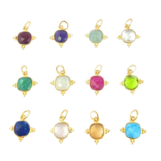 Elegant Cushion Cut 8mm Gemstone Pendant Handmade Gold Vermeil Minimalist Jewelry for Women