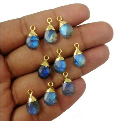 13x9mm Pear Cut Labradorite Pendant Handmade Gemstone for Necklace and Bracelet Making