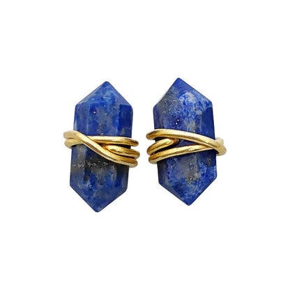 Elegant Lapis Lazuli Healing Stone Stud Earrings, Handmade Gold Vermeil Jewelry for Women- Selling Per Pair