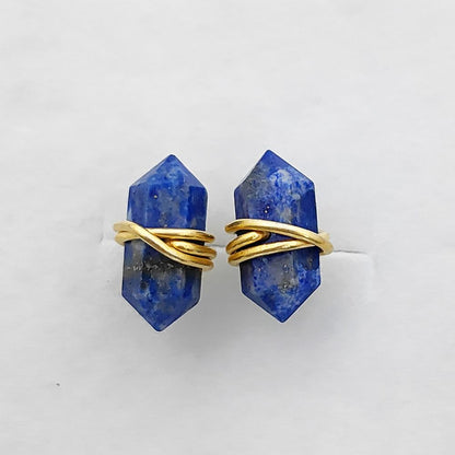 Elegant Lapis Lazuli Healing Stone Stud Earrings, Handmade Gold Vermeil Jewelry for Women- Selling Per Pair