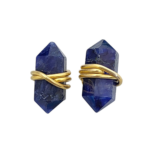 Elegant Lapis Lazuli Stud Earrings, Handmade 12x5mm Gold Vermeil Gemstone Jewelry Gift for Women – Selling Per Piece