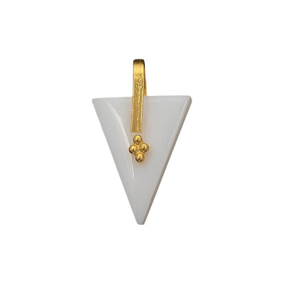 Elegant Mother of Pearl Trillion Pendant, Geometric Triangle Gemstone Charm for DIY Necklace Making