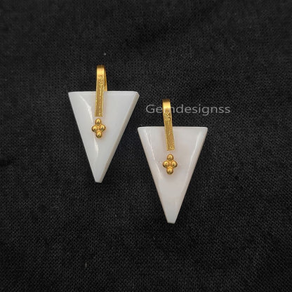 Elegant Mother of Pearl Trillion Pendant, Geometric Triangle Gemstone Charm for DIY Necklace Making