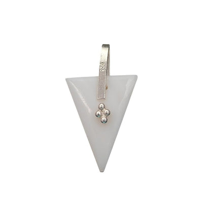 Elegant Mother of Pearl Trillion Pendant, Geometric Triangle Gemstone Charm for DIY Necklace Making