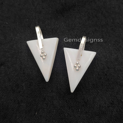 Elegant Mother of Pearl Trillion Pendant, Geometric Triangle Gemstone Charm for DIY Necklace Making