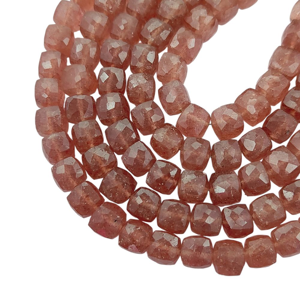 Elegant Pink Strawberry Quartz Faceted Gemstone Beads, Natural Blush Pink Beads for DIY Jewelry, Bracelets & Necklaces – Selling Per Strand