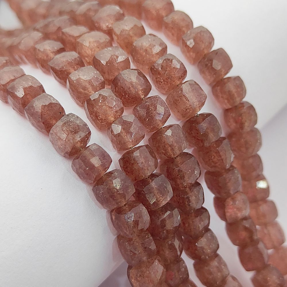 Elegant Pink Strawberry Quartz Faceted Gemstone Beads, Natural Blush Pink Beads for DIY Jewelry, Bracelets & Necklaces – Selling Per Strand