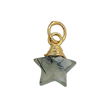 Elegant Prehnite Star Pendant Gold Wrapped Crystal Gemstone Charm for Handmade Jewelry Design